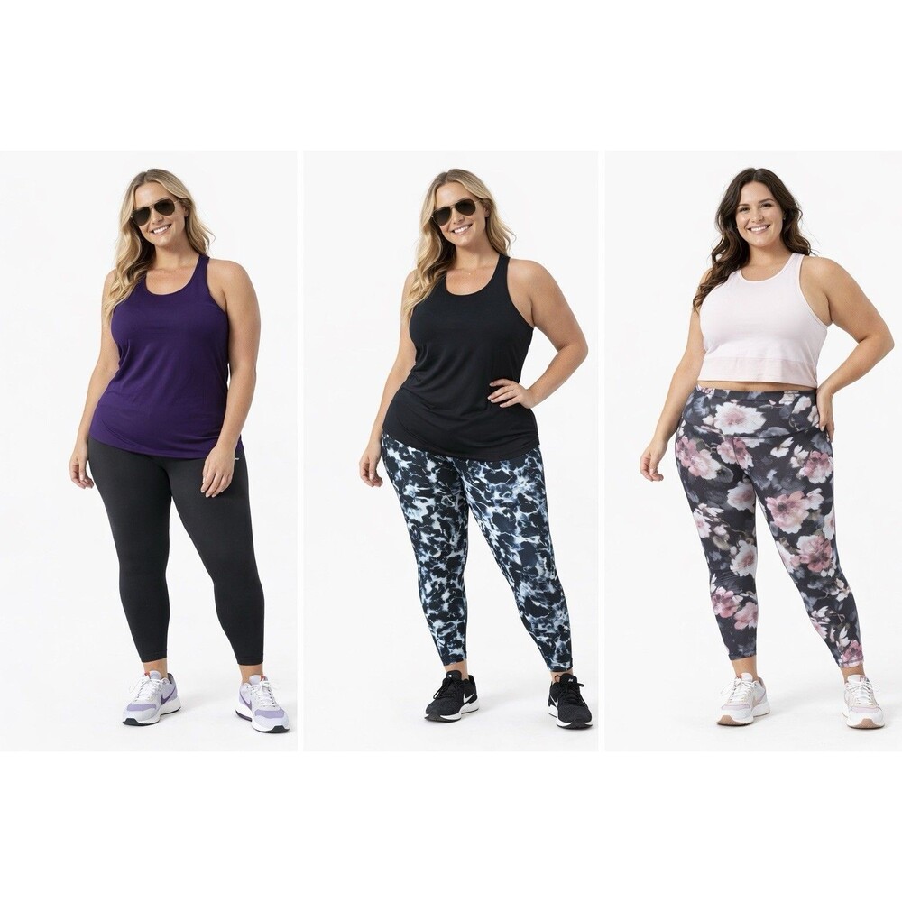Old Navy PowerSoft Leggings XL High Rise Workout Yoga Active Pockets Gym Set Of3